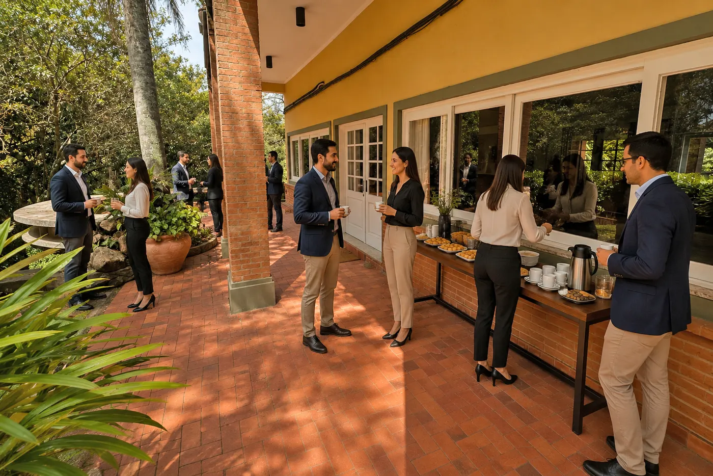 Coffee break no terraço da Sala Mogno