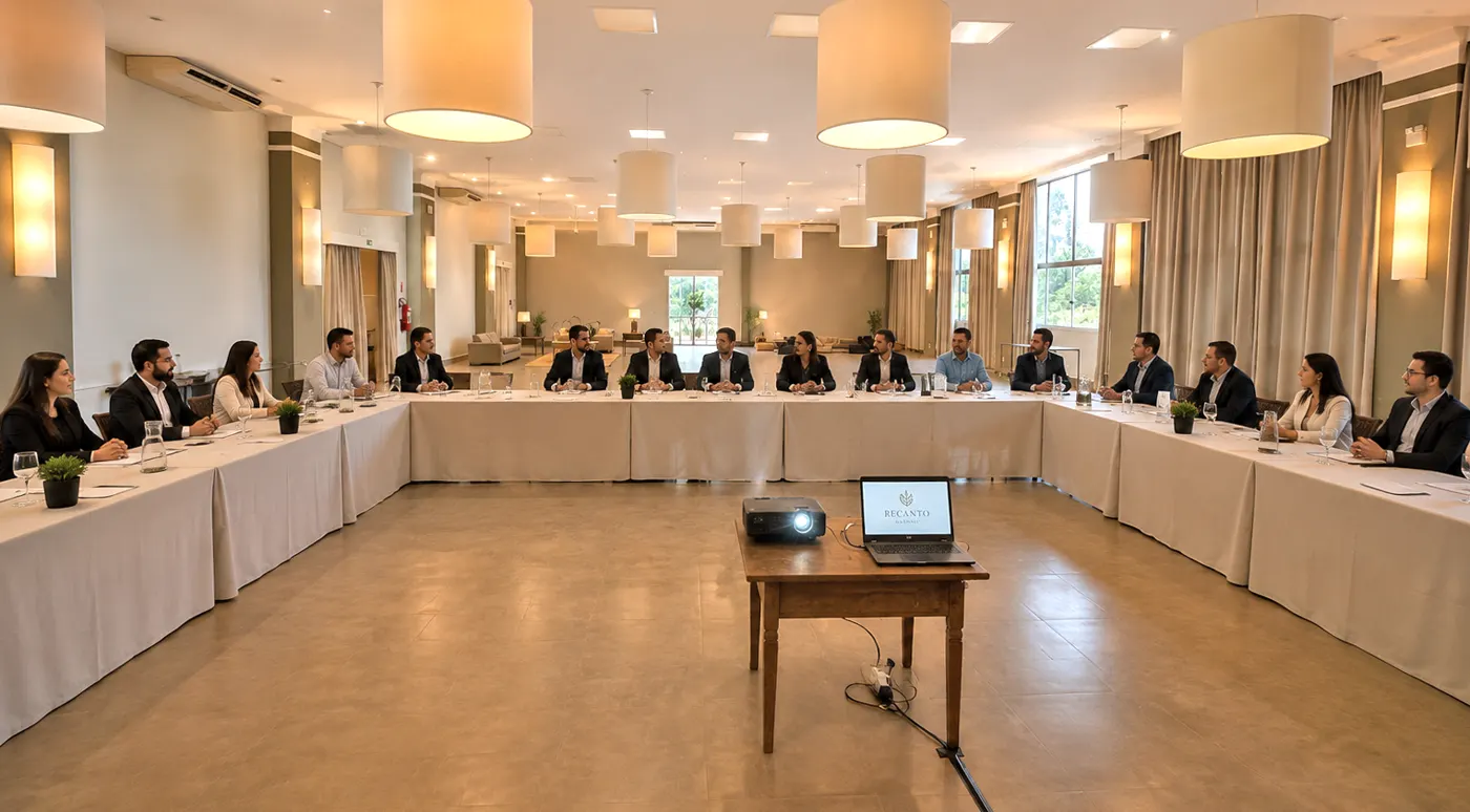 Reunião em formato U no Salão Pau Brasil